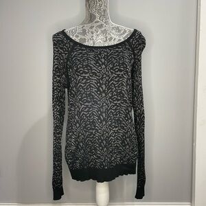 The Limited Black and Gray Crew Neck Sweater